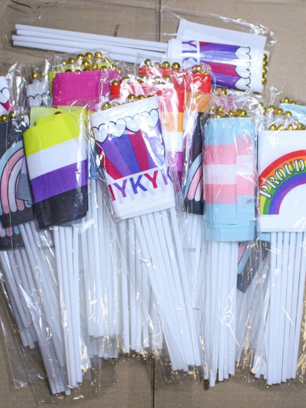Bundle 217 Pc Large Lot of Assorted Pride Parade Festival Mini Flags LGBTQ+